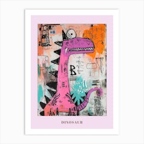 Pink Abstract Graffiti Style Dinosaur Poster Art Print