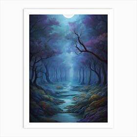 Full Moon In The Forest 2 Art Print