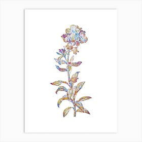 Stained Glass Yellow Wallflower Bloom Mosaic Botanical Illustration on White n.0342 Art Print