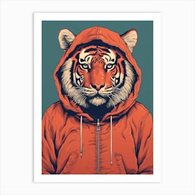 Tiger Illustrations Wearing A Hoodie 3 Art Print