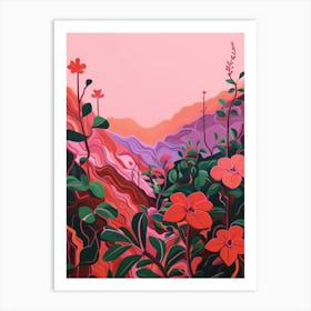 Boho Wildflower Painting Wild Pink Silene 1 Art Print