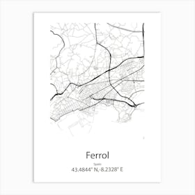 Ferrol,Spain Minimalist Map Art Print