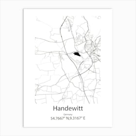 Handewitt,Germany Minimalist Map Art Print