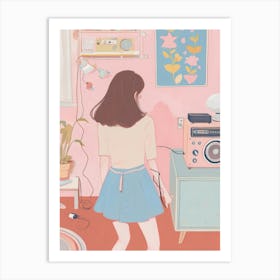 Girl Listening To Music Lo Fi Kawaii Illustration 4 Art Print