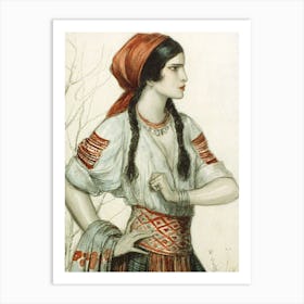 Girl In Slavic Peasant Costume (Between 1890 And 1934) By Wladyslaw Theodore Benda Art Print