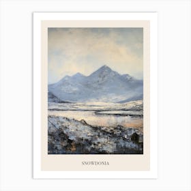 Vintage Winter Painting Poster Snowdonia National Park United Kingdom 3 Art Print