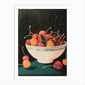 Art Deco Cherries In A Bowl Art Print