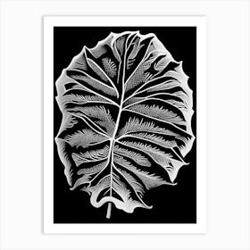 Papaya Leaf Linocut 3 Art Print