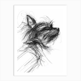 Yorkshire Terrier Dog Charcoal Line 1 Art Print