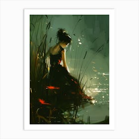 Girl In The Water Art Print