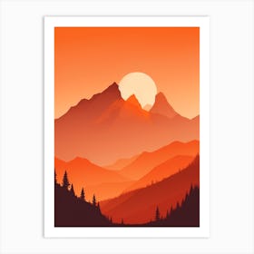 Misty Mountains Vertical Composition In Orange Tone 265 Art Print