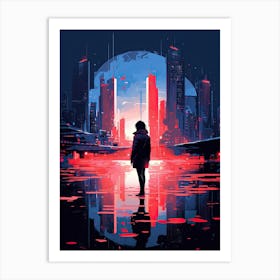 Cyberpunk City art wall Art Print