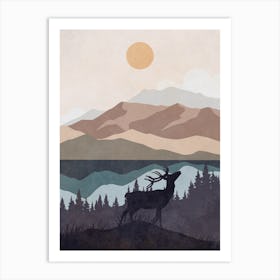 Deer In The Mountains 9 Art Print