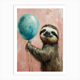 Cute Sloth 3 With Balloon Art Print