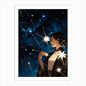 Girl With Stars In Her Hair Art Print