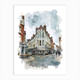 Kingston Upon Thames London Borough   Street Watercolour 3 Art Print