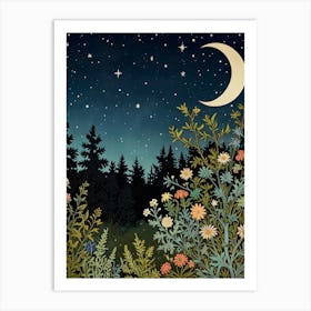 Night In The Woods Style William Morris Art Print 1 Art Print