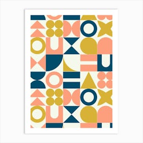 Summer Days Mid Century Retro Geometric Shapes Poster