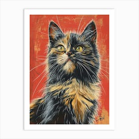 Turkish Angora Cat Relief Illustration 1 Art Print