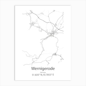 Wernigerode,Germany Minimalist Map Art Print