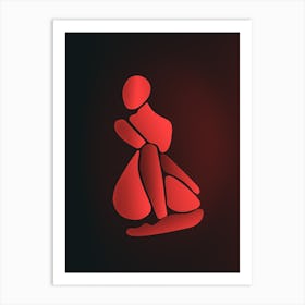 Red Silhouette Of A Woman 1 Art Print