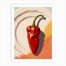 Hot Pepper On A Plate Art Print