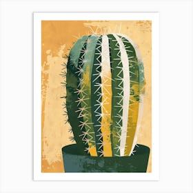 Mammillaria Cactus Minimalist Abstract Illustration 1 Art Print