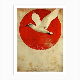 Japanese Seagull In Flight Art Print