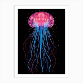 Turritopsis Dohrnii Importal Jellyfish Neon Illustration 1 Art Print