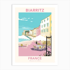 Biarritz, France, Flat Pastels Tones Illustration 4 Poster Art Print