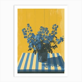 Forget Me Not Flowers On A Table   Contemporary Illustration 2 Art Print