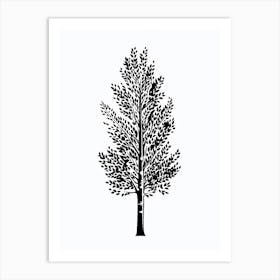 Poplar Tree Simple Geometric Nature Stencil 1 Art Print