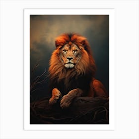 Lion Art Painting Tonalism Style 1 Art Print