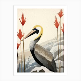 Bird Illustration Brown Pelican 2 Art Print