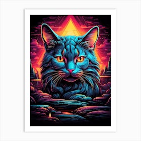 Psychedelic Cat 12 Art Print