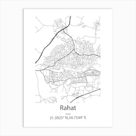 Rahat,Israel Minimalist Map Art Print