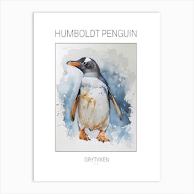 Humboldt Penguin Grytviken Watercolour Painting 4 Poster Art Print