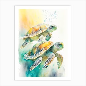 Conservation Sea Turtles, Sea Turtle Storybook Watercolours 1 Art Print