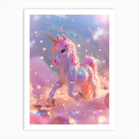 Toy Unicorn Pink Glitter Art Print