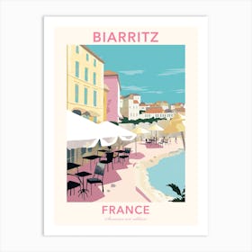 Biarritz, France, Flat Pastels Tones Illustration 1 Poster Art Print