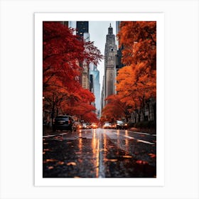 Autumn Leaves In New York City Art Print