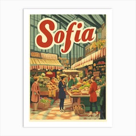 Aihrgdesign A 1970s Inspired Travel Poster For Sofia Art Print