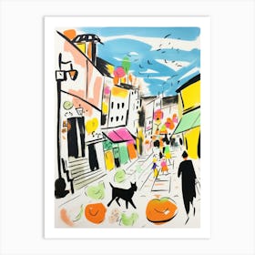 The Food Market In Porto 3 Illustration Art Print