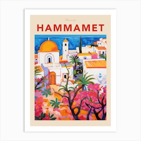 Hammamet Tunisia Fauvist Travel Poster Art Print