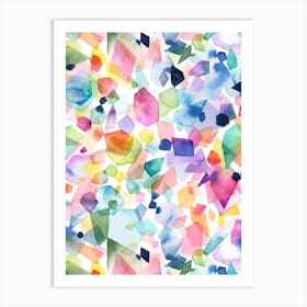 Colorful Watercolor Crystals And Gems Art Print