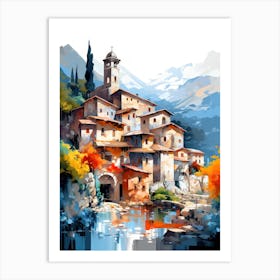 Village In The Mountains Art Print