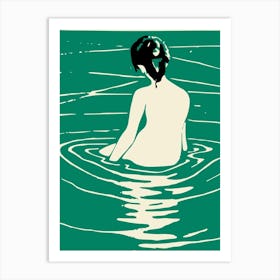 Woman in river Art Print Art Print