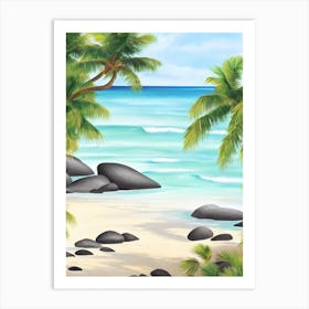 Anse Source D'Argent Beach, Seychelles Contemporary Illustration 3  Art Print