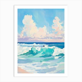 Beach Waves with Surfers Art Print