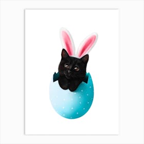 Easter Black Cat Art Print